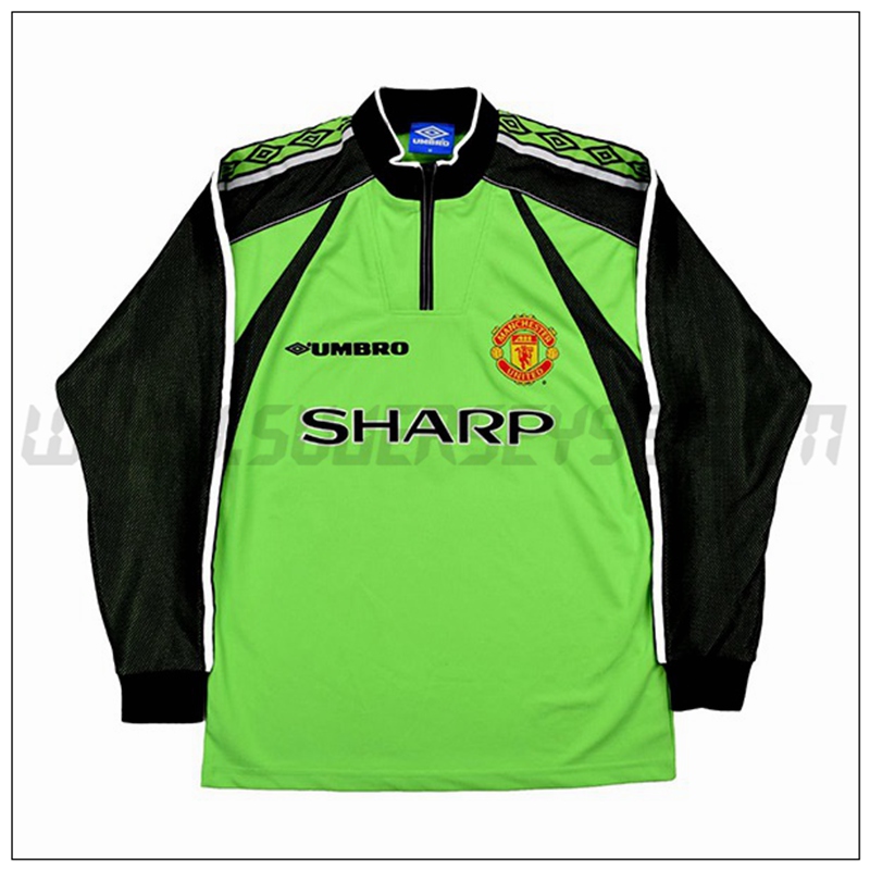 Segunda Camiseta Futbol Manchester United Retro Manga Larga 1998/1999