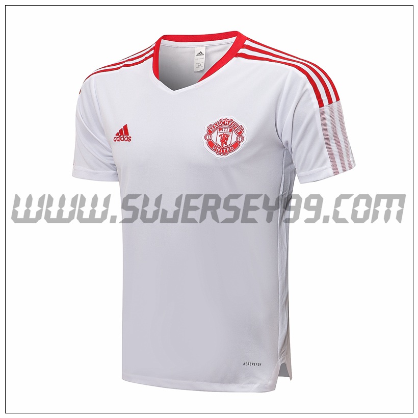 Camiseta Entrenamiento Manchester United Blanco/Rougr 2021 2022
