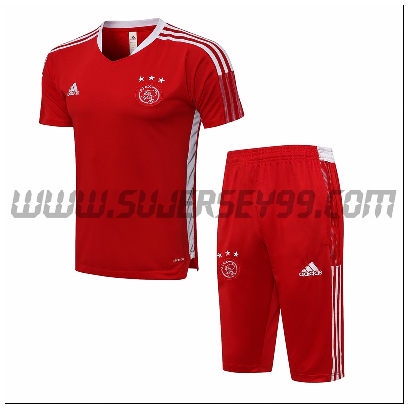 Camiseta Entrenamiento AFC Ajax + Pantalones Cortos Rougr/Blanco 2021 2022