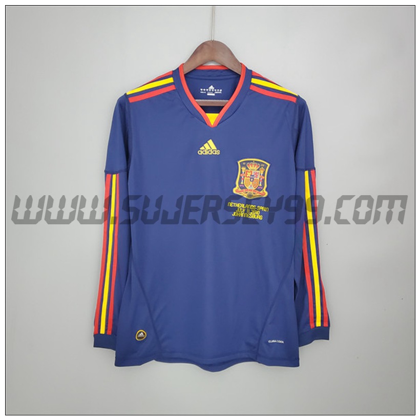 Camiseta Futbol España Retro Segunda Manga Larga 2010