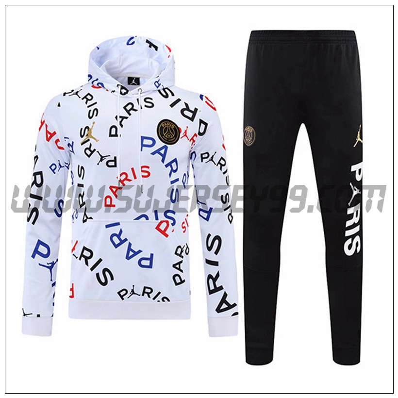 Chaqueta con Capucha Chandal del Foot Jordan PSG Blanco/Negro/Rojo 2021 2022