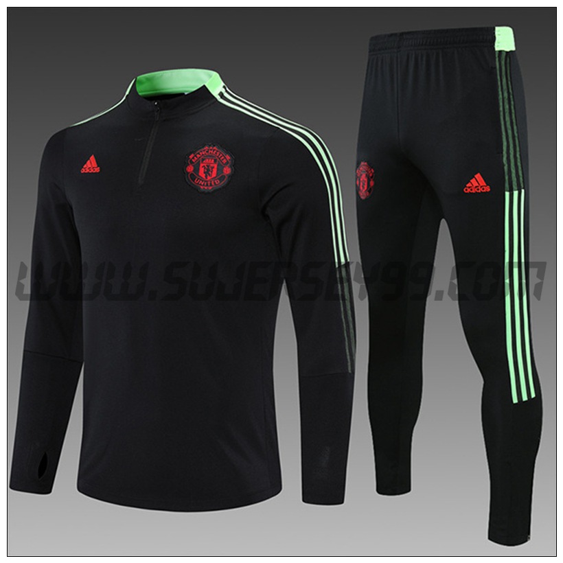 Chandal del Manchester United Ninos Negro 2021 2022