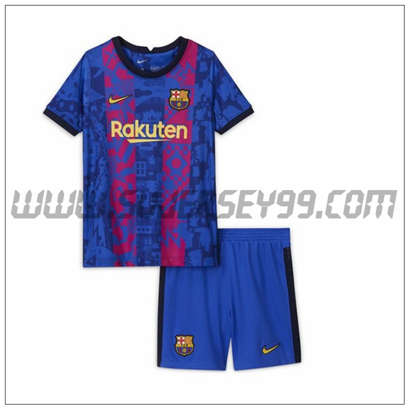 Segunda Equipacion del FC Barcelona Ninos 2021 2022