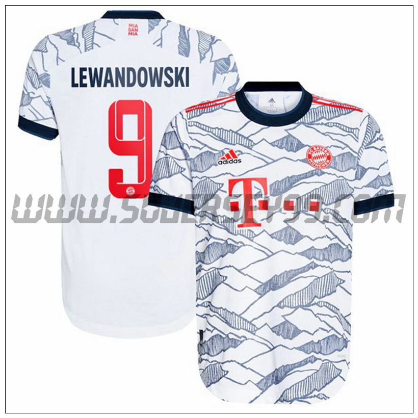 Tercera Camiseta Futbol Bayern de Munich Lewandowski 9 2021 2022