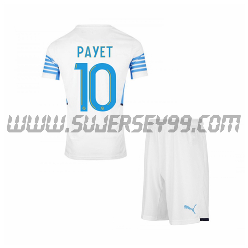 Tercera Equipacion del Marsella OM PAYET 10 Ninos 2021 2022
