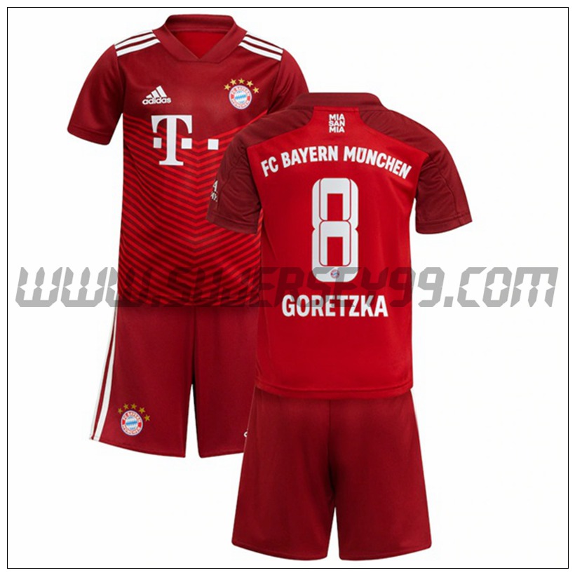 Primera Equipacion del Bayern Munich Goretzka 8 Ninos 2021 2022