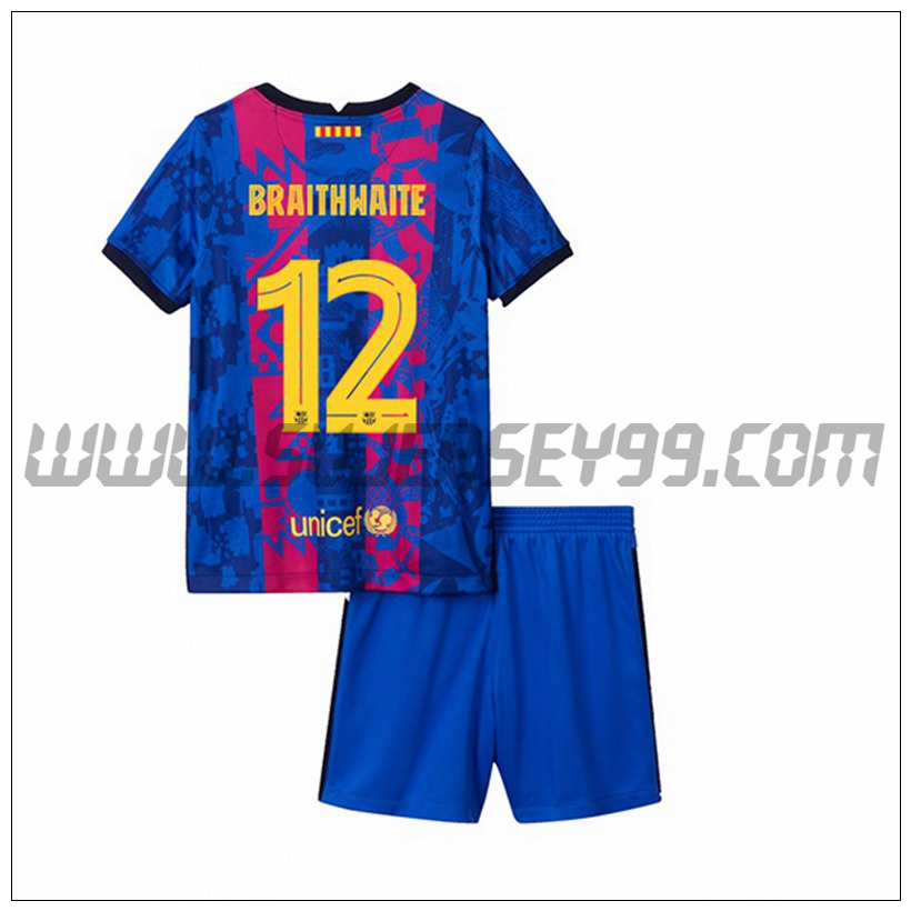 Tercera Equipacion del FC Barcelona Pedri 16 Ninos 2021 2022