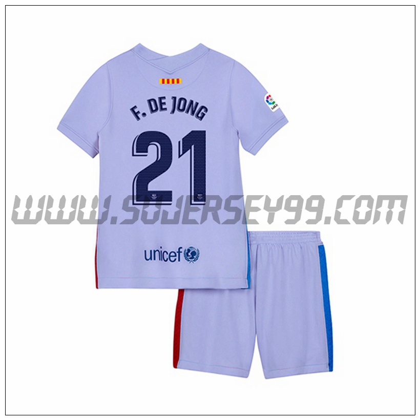 Segunda Equipacion del FC Barcelona Frenkie de Jong 21 Ninos 2021 2022