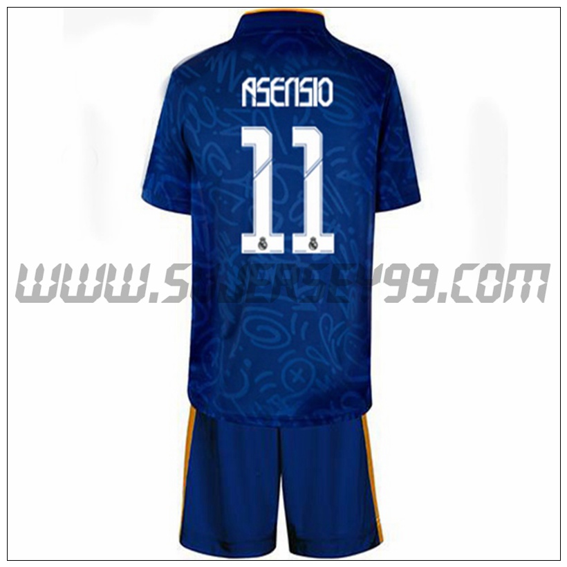 Segunda Equipacion del Real Madrid Asensio 11 Ninos 2021 2022