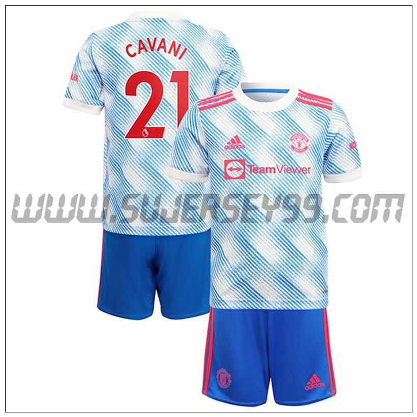 Segunda Equipacion del Manchester United Cavani 21 Ninos 2021 2022