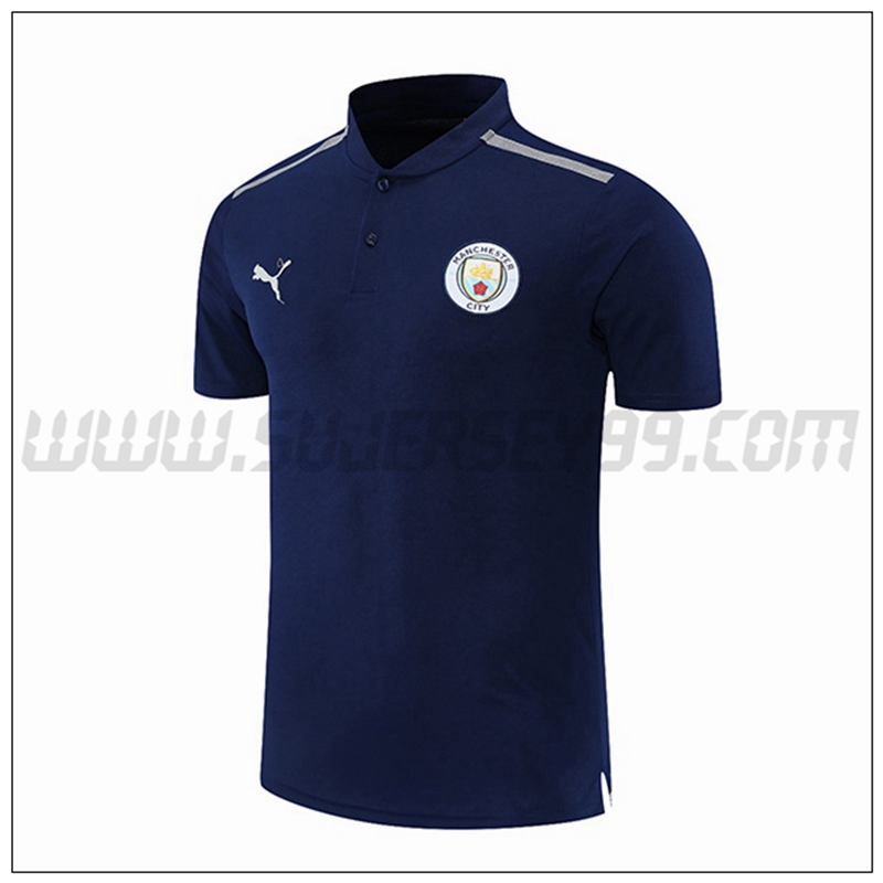 Polo Futbol Manchester City Gris Azul Marino 2021 2022