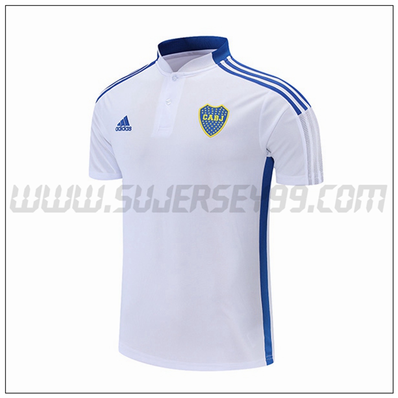 Polo Futbol Boca Juniors Blanco Azul 2021 2022