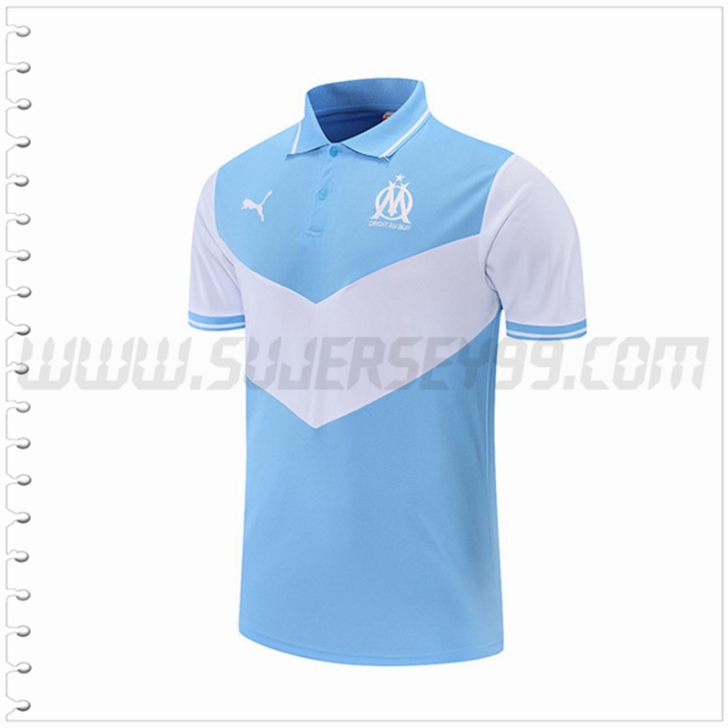 Polo Futbol Marsella OM Blanco Azul 2021 2022