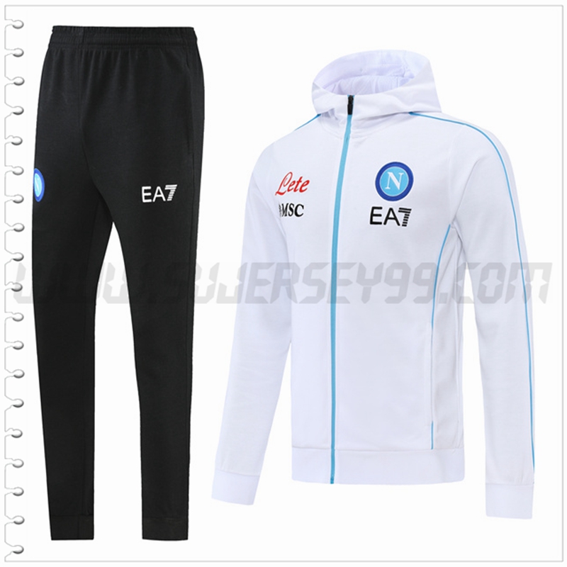 Chaqueta con Capucha Chandal del SSC Napoles Blanco 2022 2023