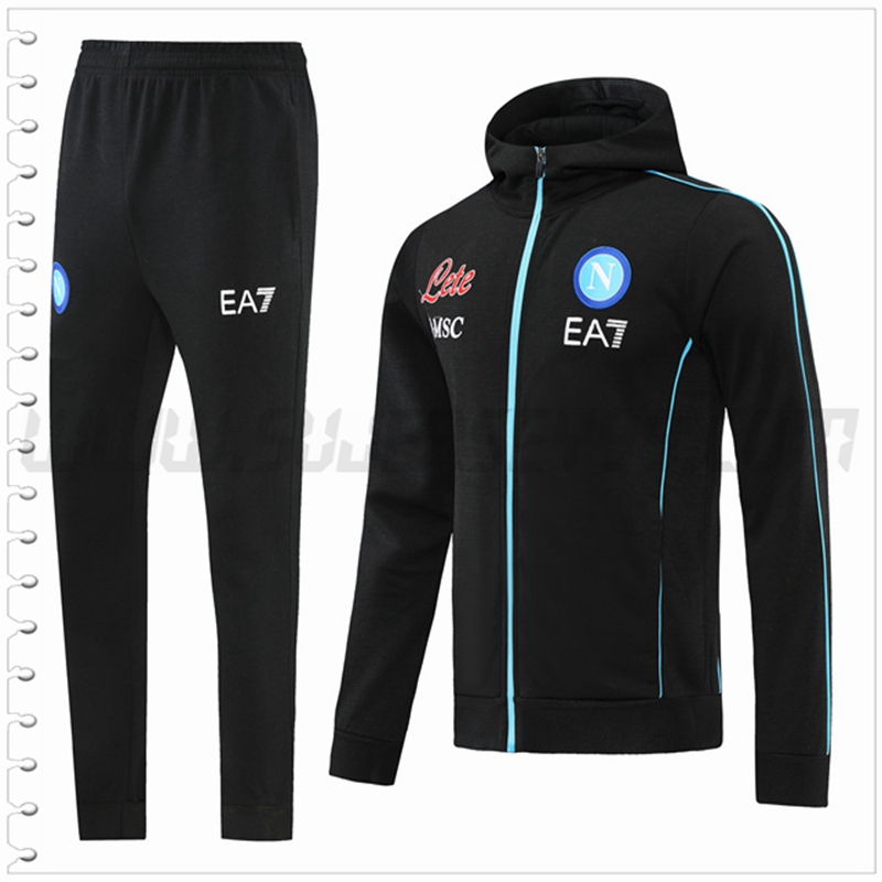Chaqueta con Capucha Chandal del SSC Napoles Negro 2022 2023