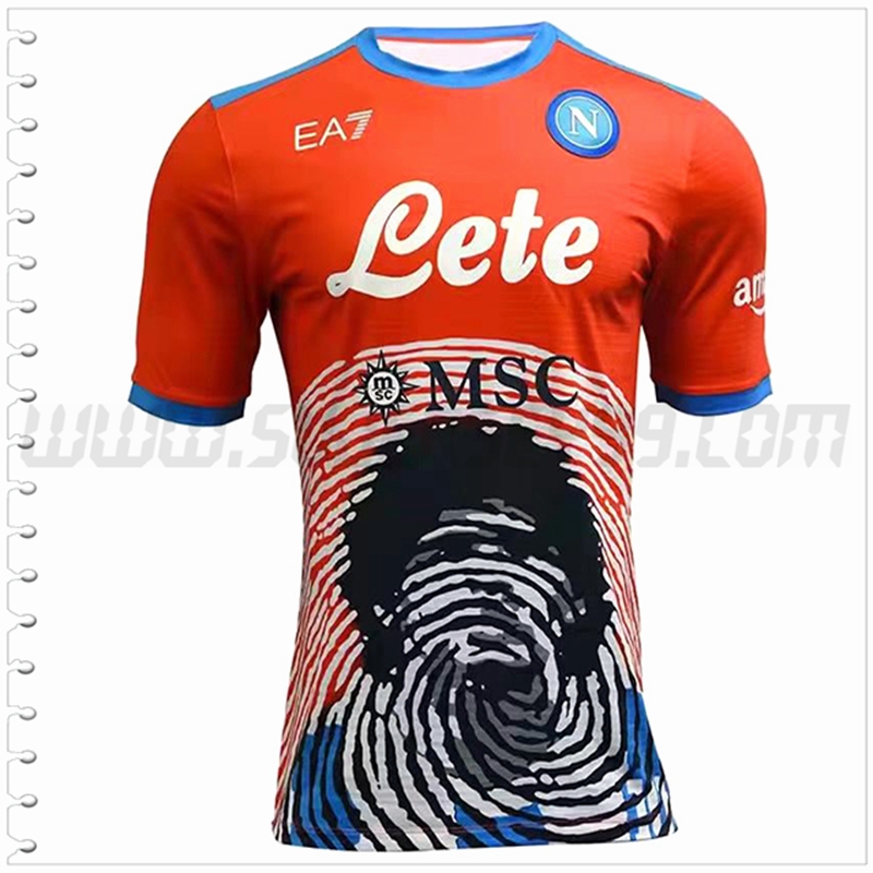 Camiseta Futbol SSC Napoles Maradona Rojo Version Especial 2022 2023