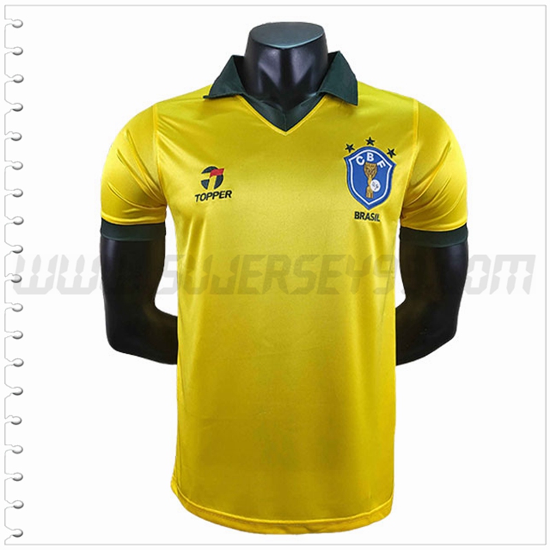 Primera Camiseta Futbol Brasil Retro Copa Mundial 1986