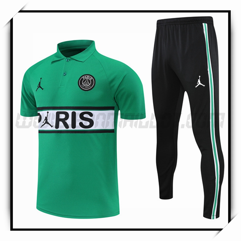 Polo Futbol Jordan PSG + Pantalones Verde 2022 2023