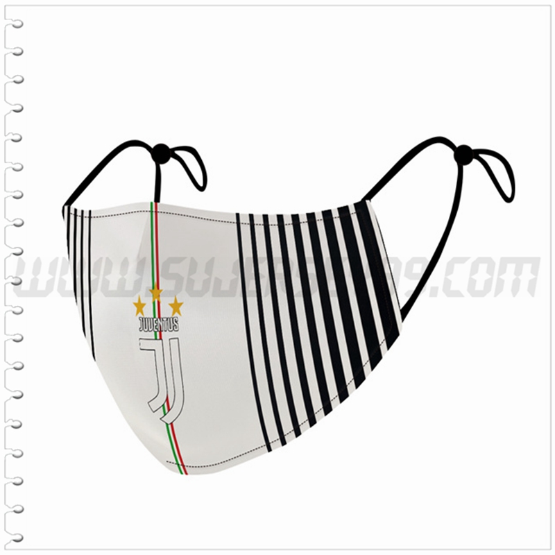 Nueva Mascara Futbol Juventus Blanco/Negro Reutilizable