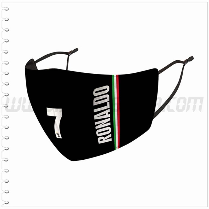 Nueva Mascara Futbol Ronaldo 7 Negro Reutilizable
