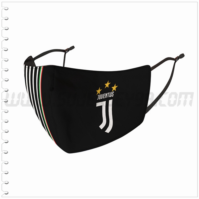 Nueva Mascara Futbol Juventus Negro Reutilizable