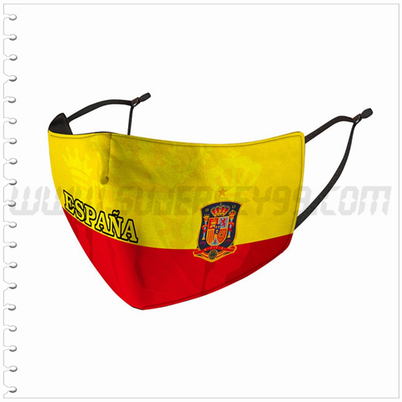 Nueva Mascara Futbol España Amarillo/Rojo Reutilizable
