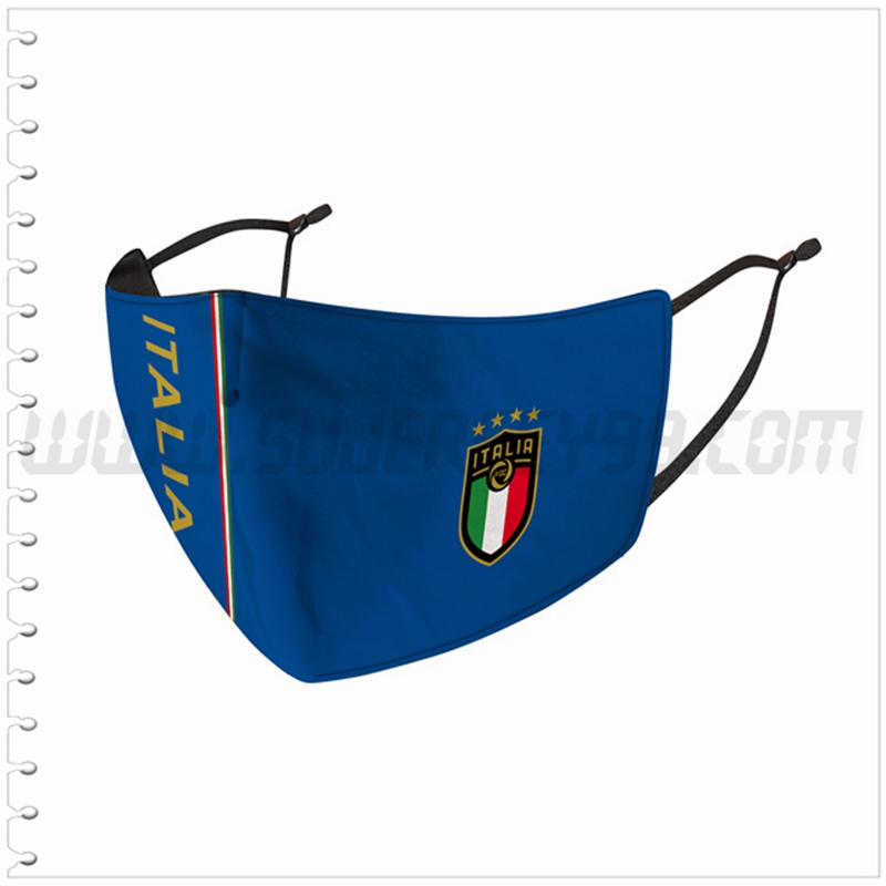 Nueva Mascara Futbol Italia Azul Reutilizable