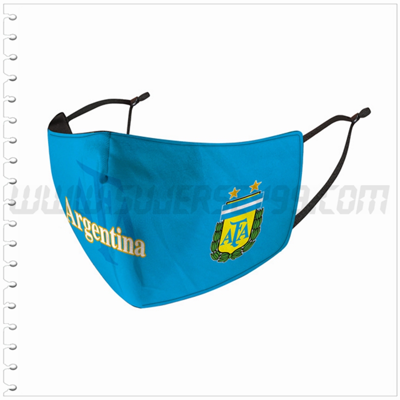 Nueva Mascara Futbol Argentina Azul Reutilizable
