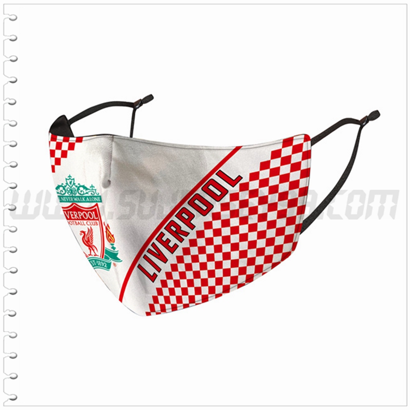 Nueva Mascara Futbol FC Liverpool Rojo/Blanco Reutilizable