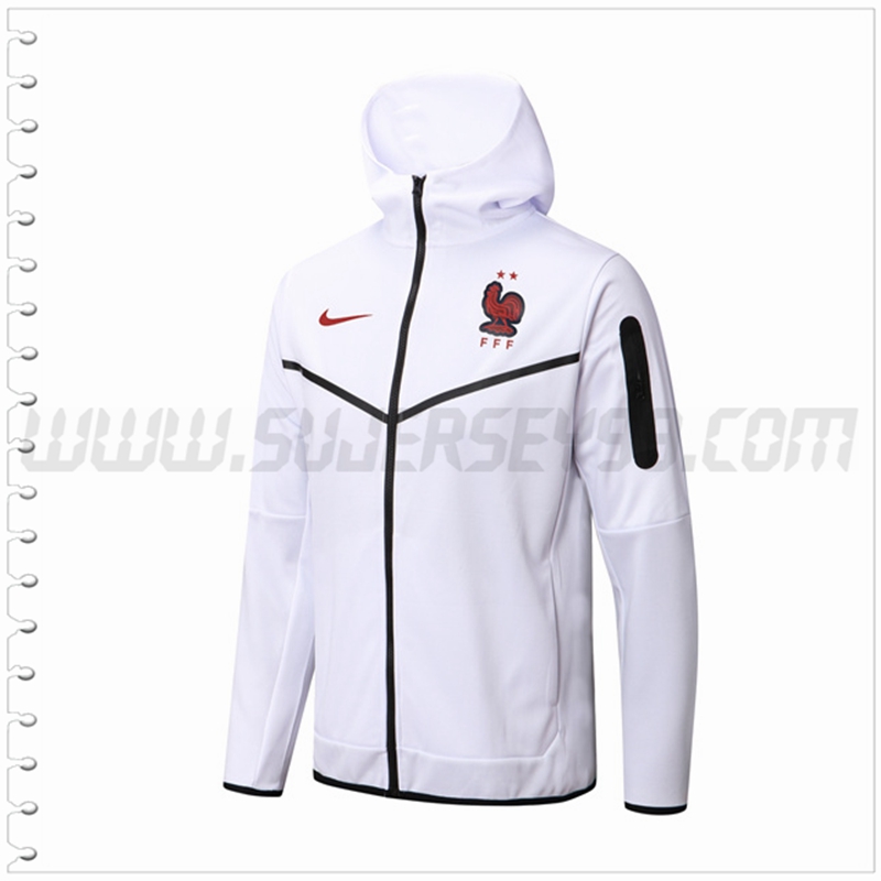Chaqueta con Capucha Francia Blanco 2022 2023