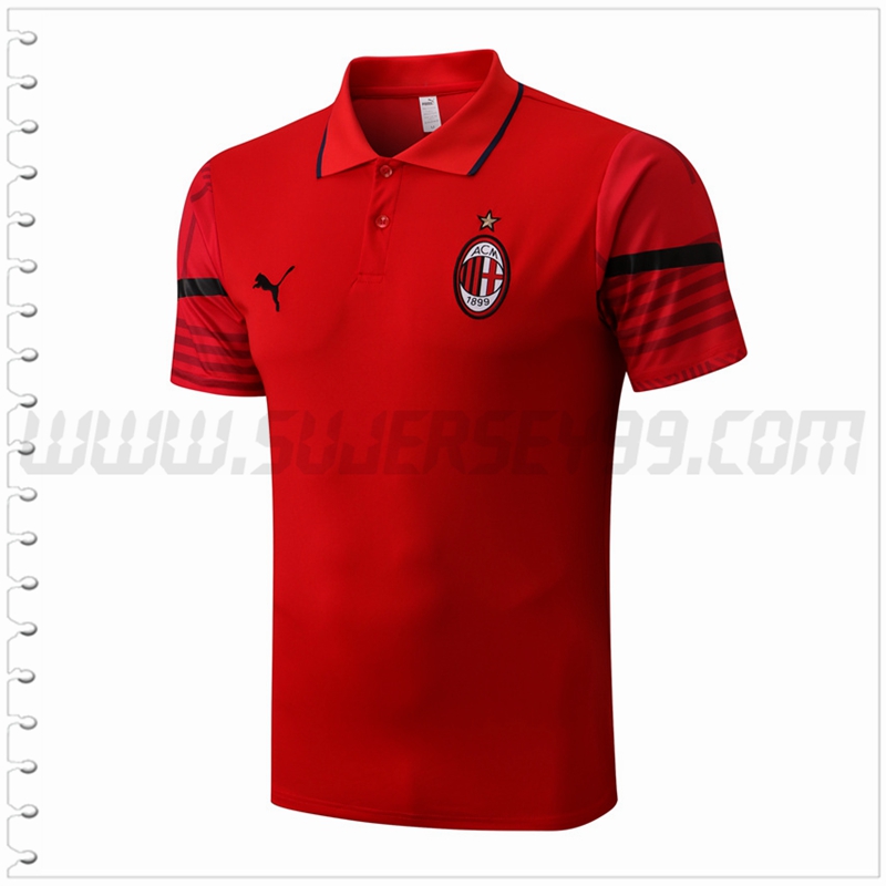 Polo Futbol AC Milan Rojo 2022 2023