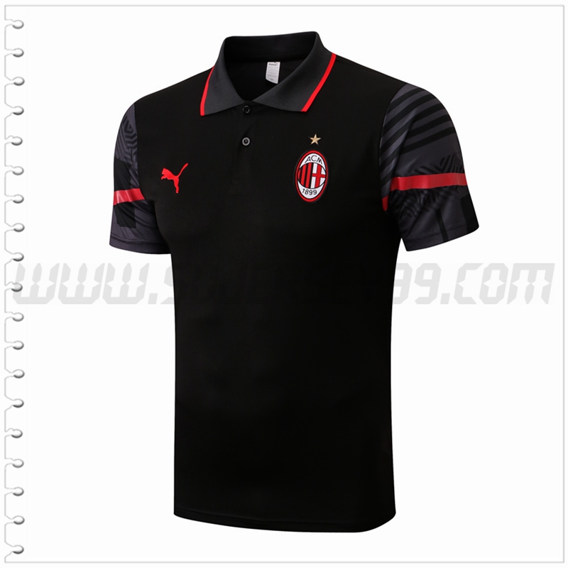 Polo Futbol AC Milan Negro 2022 2023
