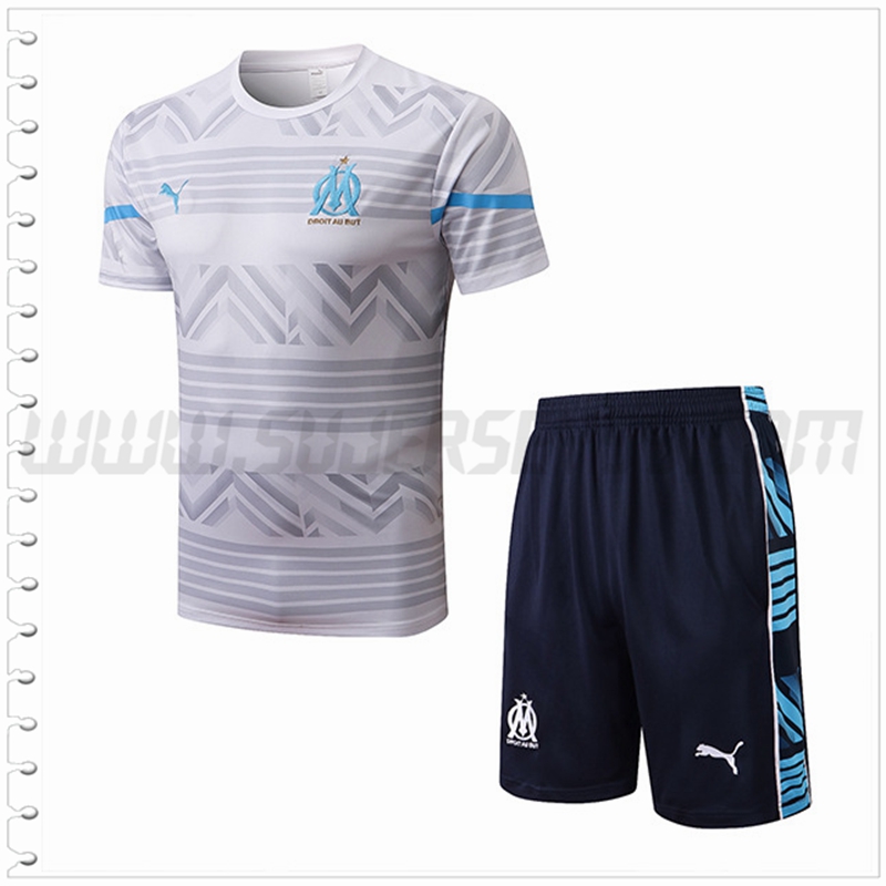 Camiseta Entrenamiento Marsella + Pantalones Cortos Blanco 2022 2023