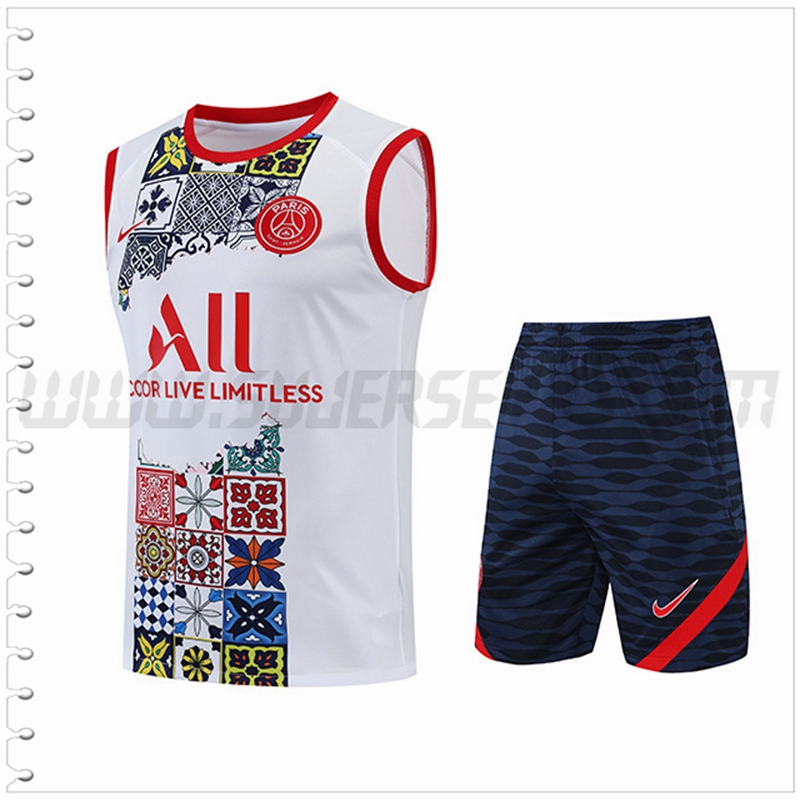 Camiseta Entrenamiento Sin Mangas Jordan PSG + Pantalones Cortos Rojo 2022 2023
