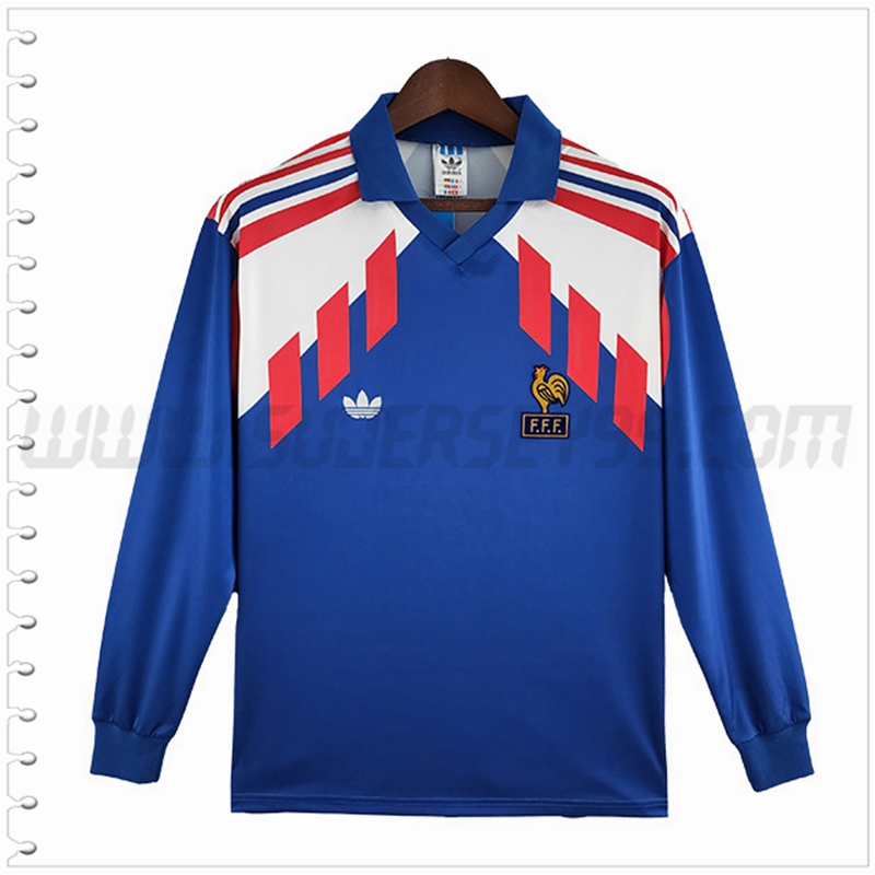 Primera Camiseta Futbol Francia Manga Larga Retro 1988/1990