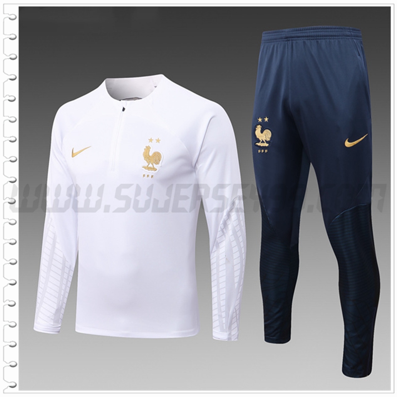 Chandal del Francia Ninos Blanco 2022 2023