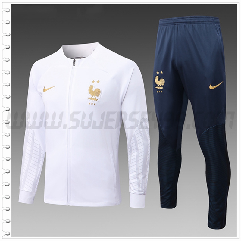 Chaqueta Chandal del Francia Ninos Blanco Marina 2022 2023