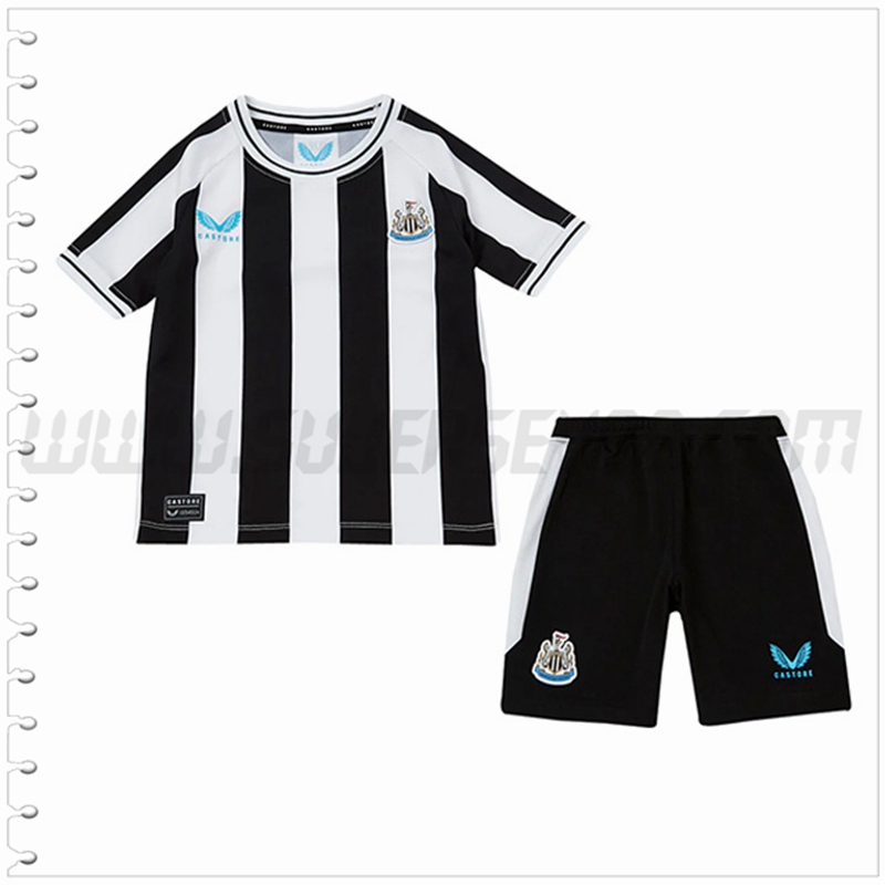 Nuevo Equipacion del Newcastle United Ninos Blanco Negro 2022 2023