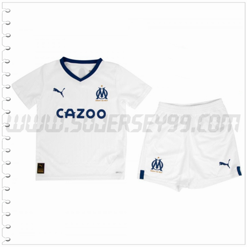 Nuevo Equipacion del Marsella OM Ninos Blanco 2022 2023