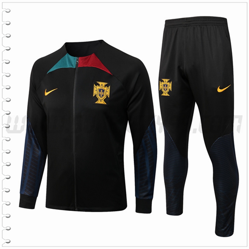 Chaqueta Chandal Futbol Portugal Negro 2022 2023