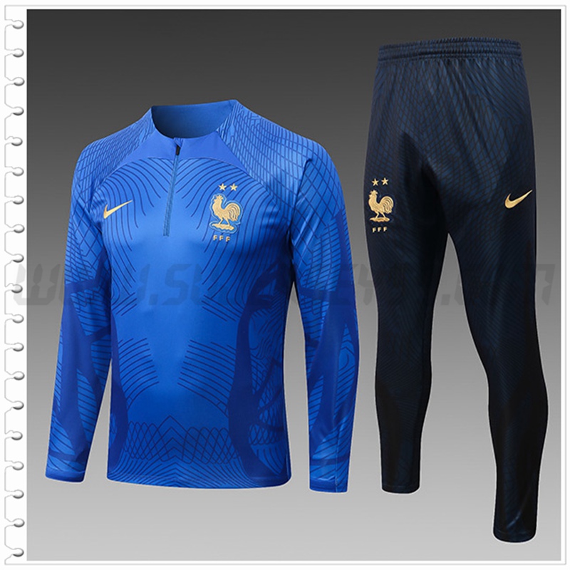 Chandal Futbol Francia Ninos Pattern Azul 2022 2023