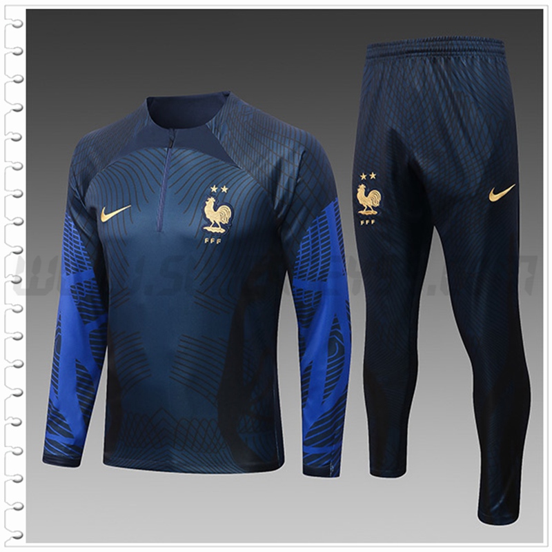 Chandal Futbol Francia Ninos Pattern Azul Marino 2022 2023