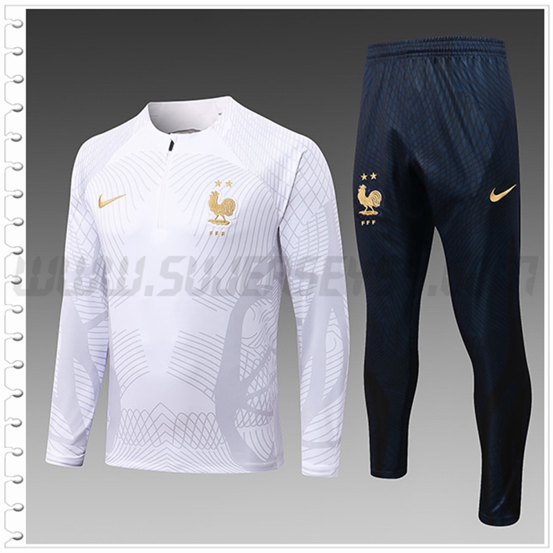 Chandal Futbol Francia Ninos Pattern Blanco 2022 2023