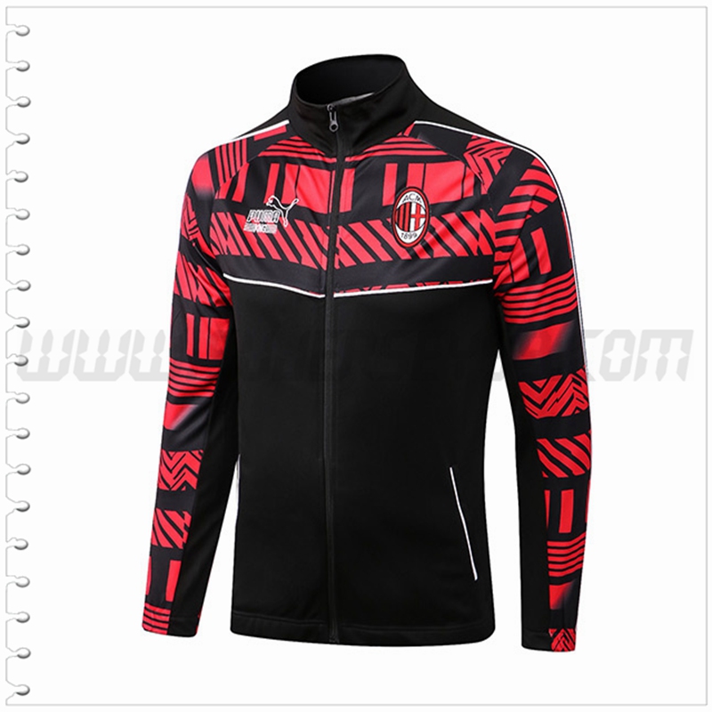 Chaqueta Futbol AC Milan Negro/Rojo 2022 2023