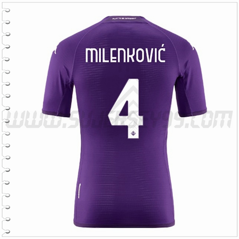 Primera Camiseta Futbol ACF Fiorentina MILENKOVIĆ #4 2022 2023