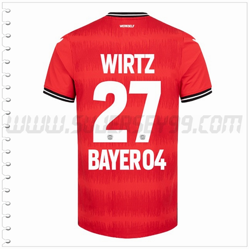 Primera Camiseta Futbol Leverkusen WIRTZ #27 2022 2023