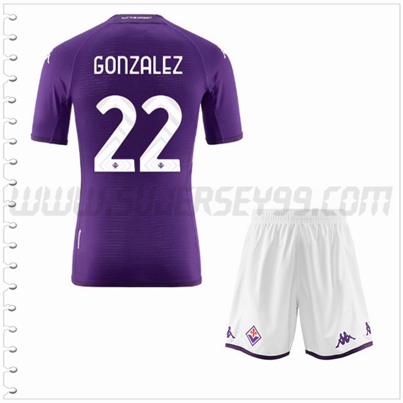 Equipacion del ACF Fiorentina GONZALEZ #22 Ninos 2022 2023