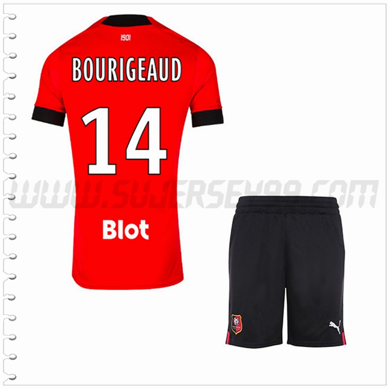 Equipacion del Stade Rennais BOURIGEAUD #14 Ninos 2022 2023