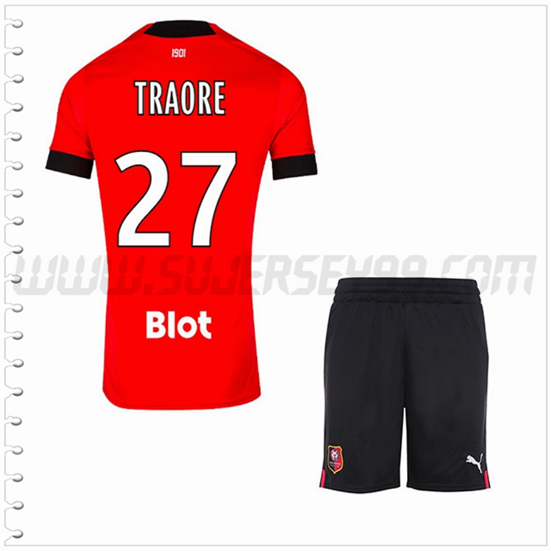 Equipacion del Stade Rennais TRAORE #27 Ninos 2022 2023