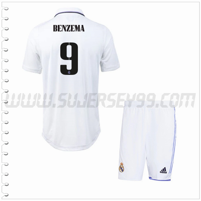 Equipacion del Real Madrid BENZEMA #9 Ninos 2022 2023